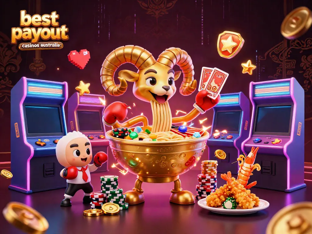 Experience the excitement of the best payout casinos Australia with a vibrant casino-themed scene