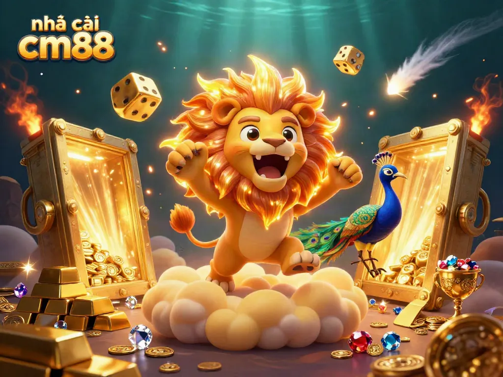 Experience excitement at nhà cái cm88 with 3D jackpot elements, golden treasures, and game vibes.