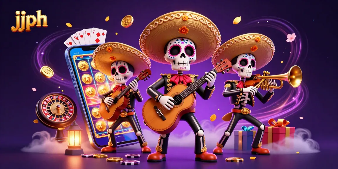 Nag-enjoy ng masuwerteng laro sa 3D na larawan ng jjjph casino kasama ang mariachi band at masaganang mga simbolo.