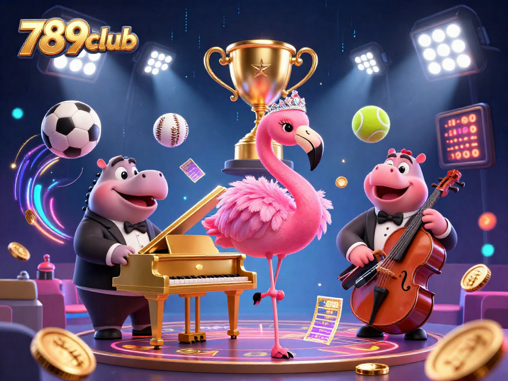 Engage with the vibrant world of 789club's casino games in this dynamic and festive scene.