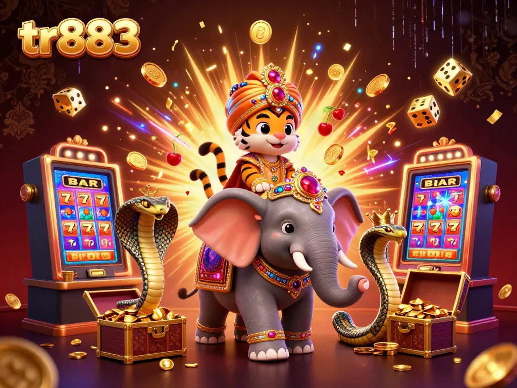 Win big at tr883 with a lavish 3D casino scene filled with vibrant elements and characters.