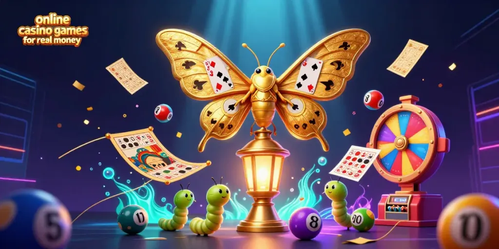 Engage in online casino games for real money while enjoying stunning 3D illustrations of vibrant casino elements.