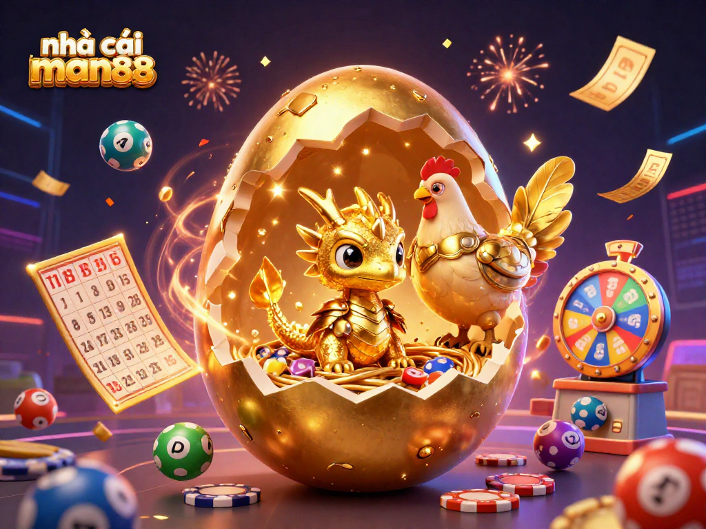 Experience vibrant fun at nhà cái man88 with gold-drenched characters and exciting lottery elements.