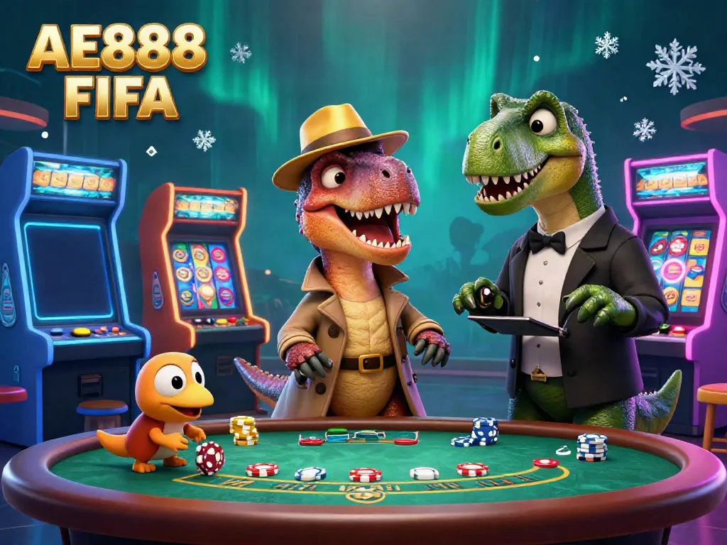 Experience thrilling gameplay at AE888 FIFA with animated characters in an exciting casino scene.