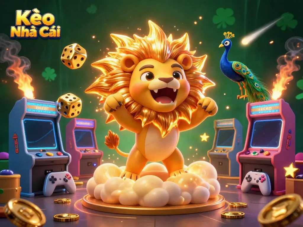 Experience Kèo Nhà Cái with a vibrant casino-themed 3D illustration showcasing gaming excitement.