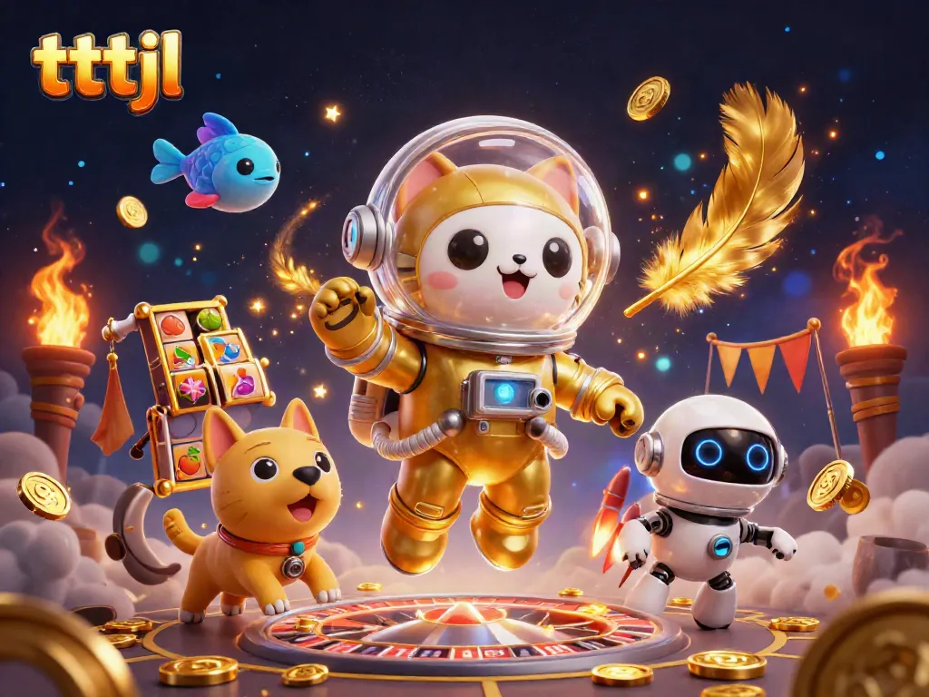 Experience the thrill of tttjl with a vibrant casino-themed 3D digital illustration featuring dynamic characters and gaming elements.