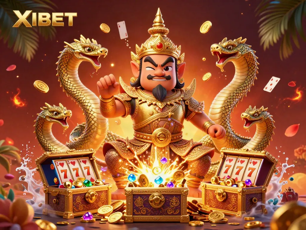 XIBET players enjoy vibrant underwater treasures alongside energetic characters in a dynamic casino scene.