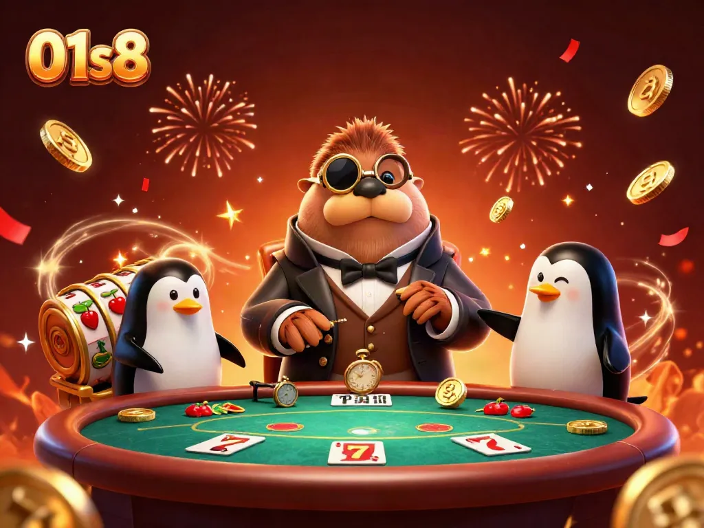 Experience thrilling gameplay at 01s8's underwater casino with vibrant characters and dynamic slot action.